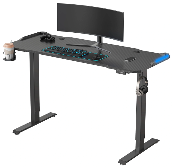 Стол для компьютера Cactus CS-EDL-GBK RGB 140x60x72см электропривод столешница МДФ черный каркас черный