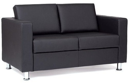 Диван двухместный СИМПЛ Экокожа, черный EUROLINE-9100